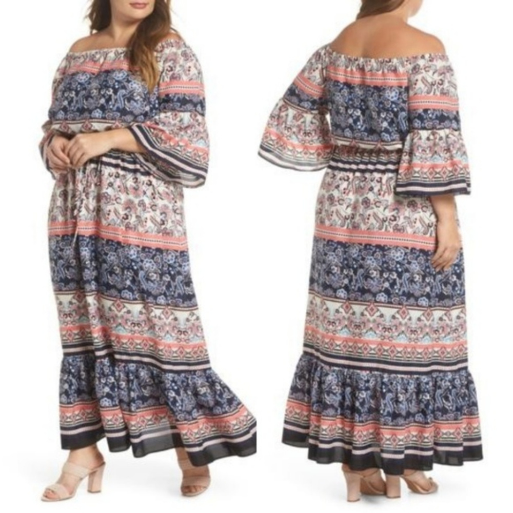 Eliza J. Floral Boho Off-shoulder Dress